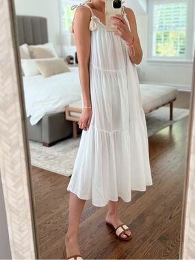 J.Crew Tiered rope-tie sundress in white S/M